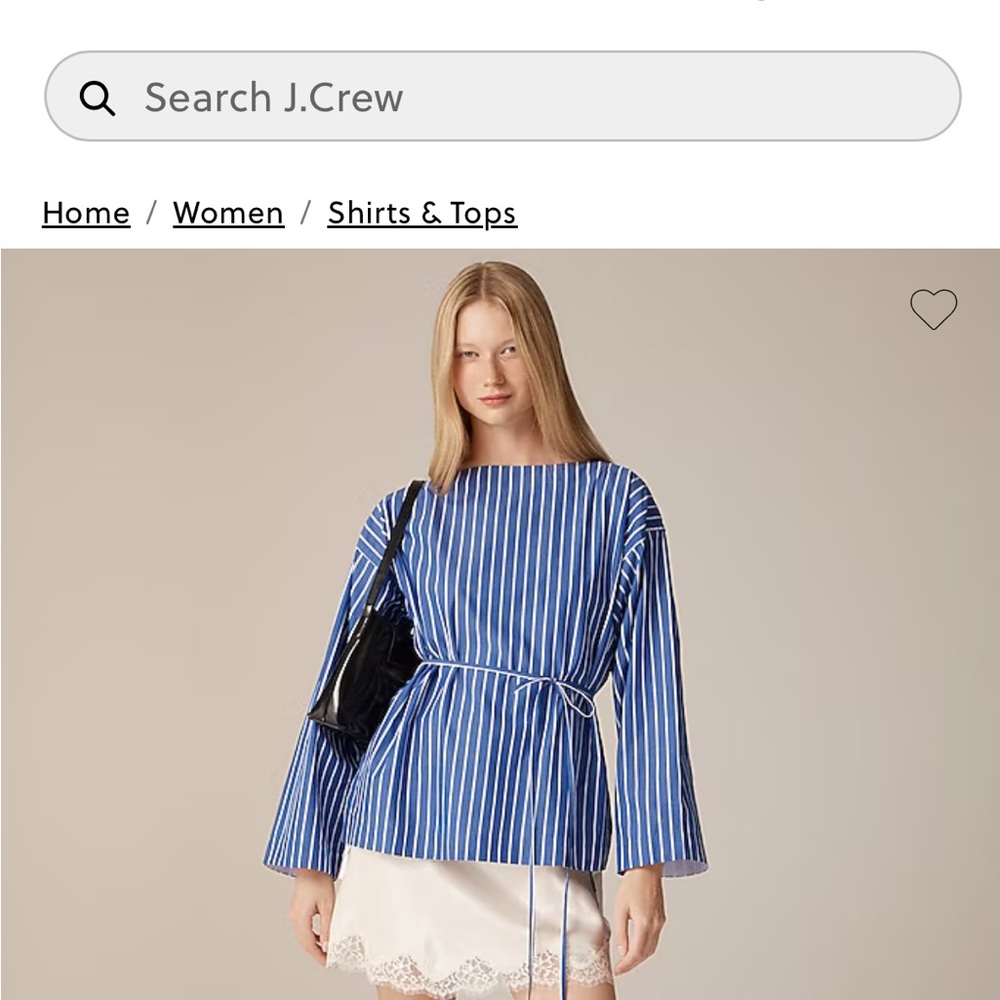 NWT J. Crew Blue Striped Cotton Top